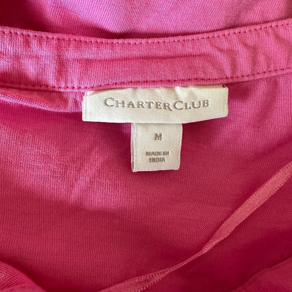 *CHARTER CLUB* Pink V-Neck Long Sleeve Shirt Size Medium - Picture 6 of 7